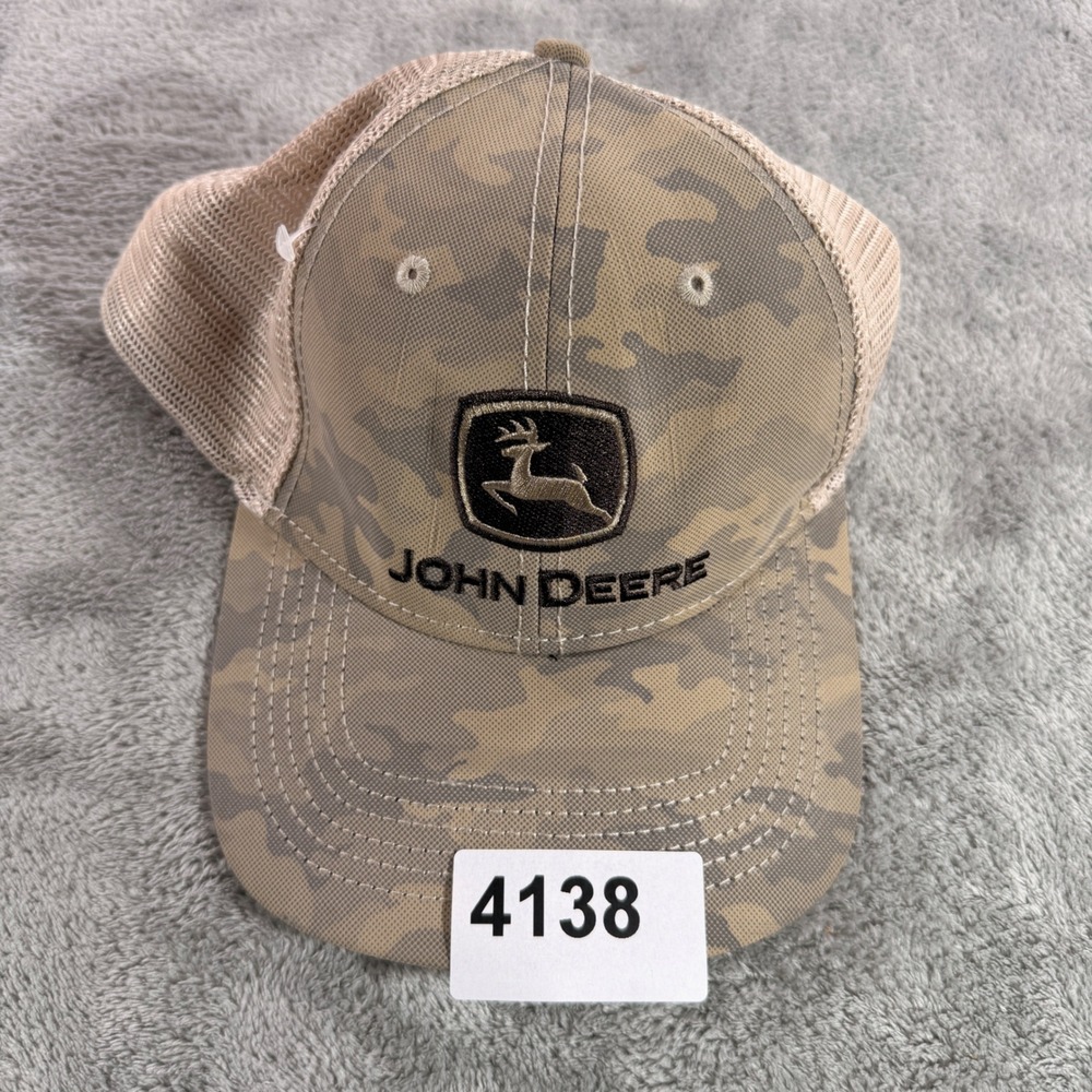 John Deere Trucker Hat Men OSFA Tan Camo Mesh Snapback SPP80013
